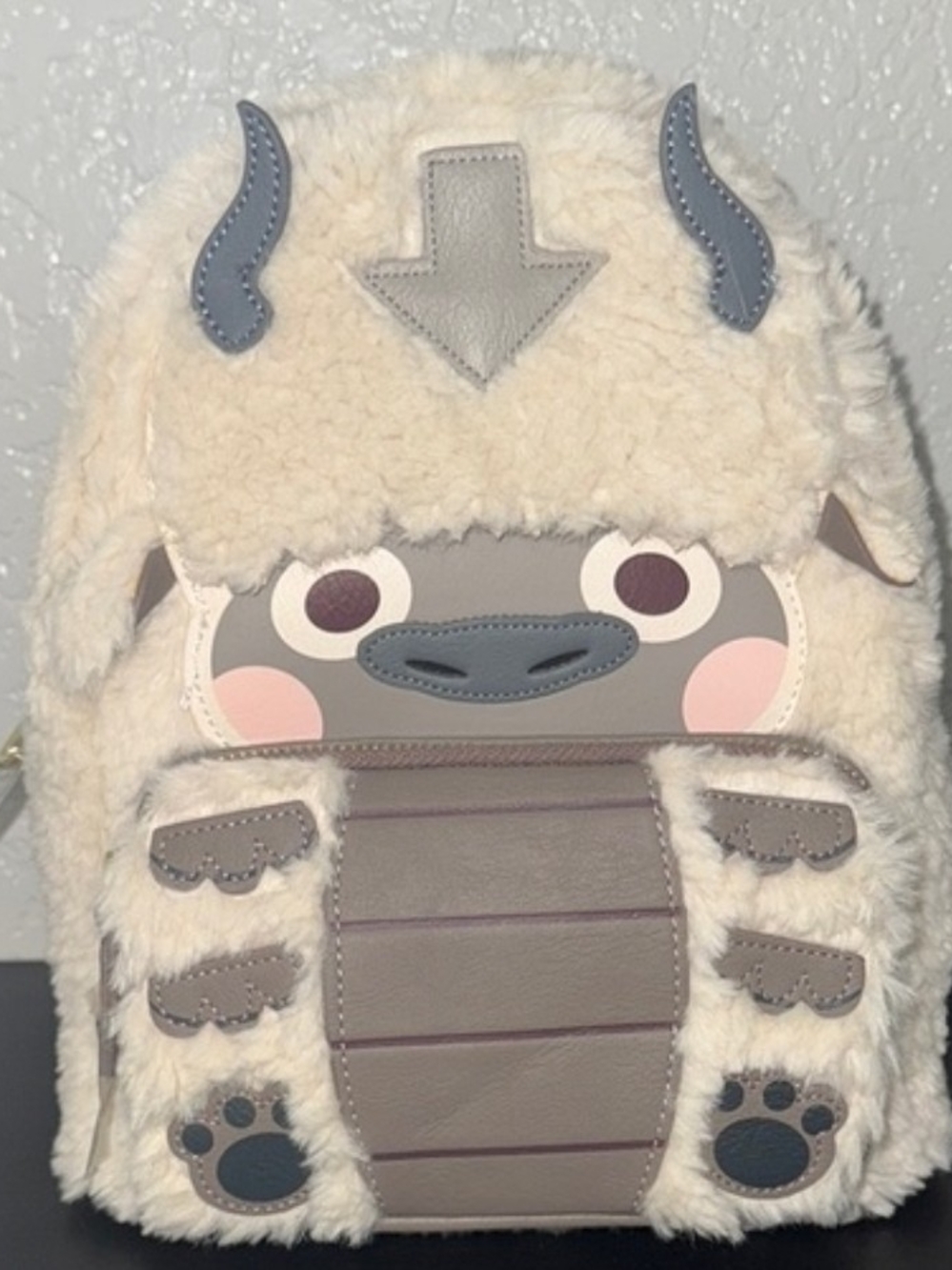 Plush Creature Backpack And Wallet– Cream and Gray Appa